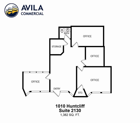 Floor plan for studio, 1382 sqft